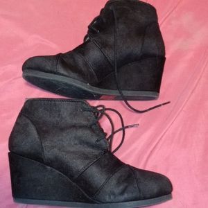Black lace up wedges